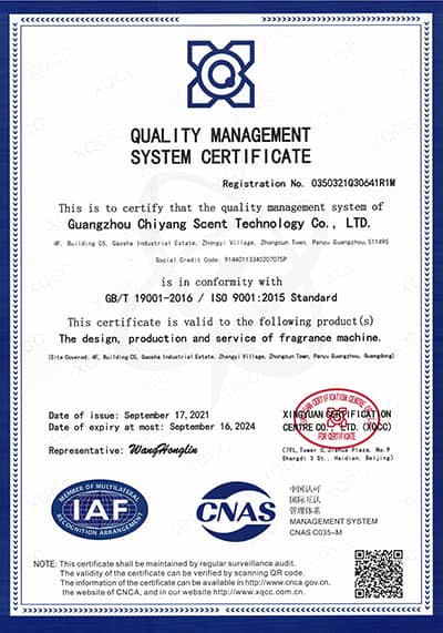 SCENTA ISO certificate